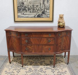 Vintage Mahogany Sideboard / Buffet Server  66'W X 24'D X 39'H  Inlaid Wood & Brass Pulls