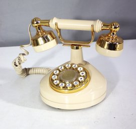 Vintage Western Electric Rotary Telephone - Cream & Gold Retro Dcor