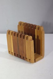 Handcrafted Multi-Wood Letter Holder  Elegant Desk Organizer