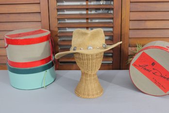 Vintage Outback Suede Western Hat W/ Concho Band  Classic Cowboy Style