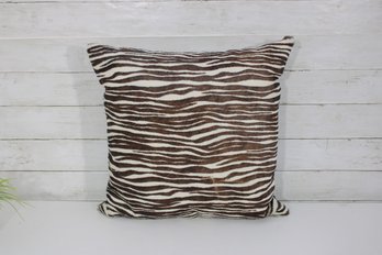 Zebra Print Throw Pillow 17' X 18'  Brown & Cream  Decorative Accent Cushion