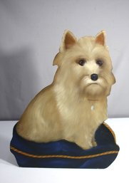 Hand-Painted Wood Yorkshire Terrier Dog Figurine Display