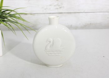Royal Copenhagen Blanc De Chine Vase 5'  H.C. Andersen Portrait & Swan Motif Denmark