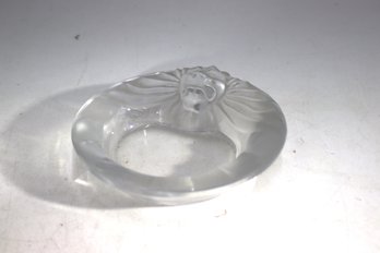 Lalique France Crystal Ashtray  Lions Head Design