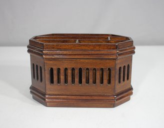 Vintage Wooden Desk Organizer  Slotted Octagonal Design, 4H X 7 X 4