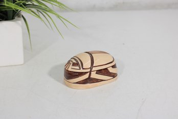Vintage Tiffany & Co 1977 Porcelain Scarab Trinket Box 3'  Cream & Brown Lidded Dish