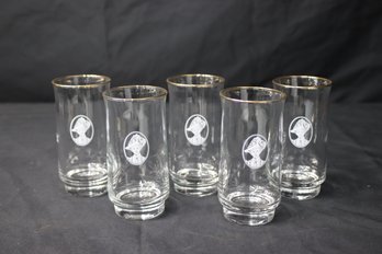 Vintage Avon Libbey Glasses With Gold Rim-Set Of 5