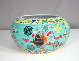 Antique Chinese Famille Rose Fish Bowl Planter  6H Hand-Painted Porcelain