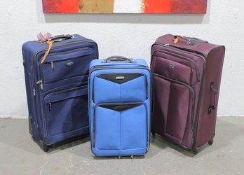 Lot Of 3 Rolling Suitcases  Softside Luggage W/ Wheels & Handles