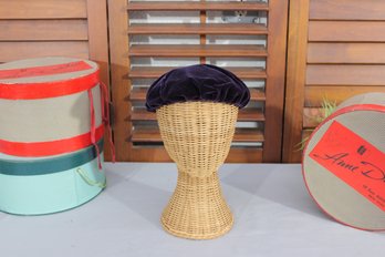 Vintage Anne Dicken Purple Velvet Beret  Classic Womens Dress Hat
