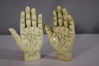 Vintage Palmistry Hand Figurines  Set Of Two