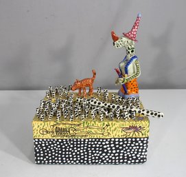 Whimsical Hand-Painted Ceramic Sculpture By Stewart  Signed 1981