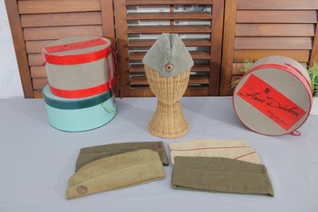 #355-Vintage Military Garrison Caps Lot  Army/Service Style Hats (Multiple)