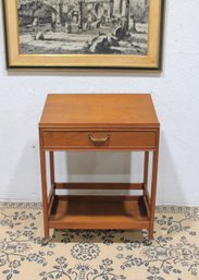 Vintage Rolling Reading Desk / Writing Desk W Drawer & Lower Shelf  38'