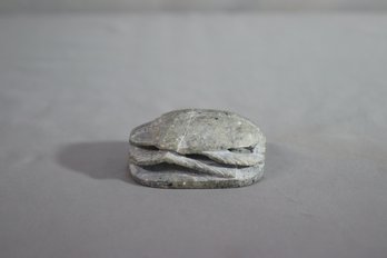 Vintage Egyptian Scarab Beetle Grey Marbled Soapstone Paperweight
