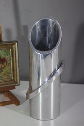 Mid-Century Modern Aluminum Vase  Sculptural Geometric Design