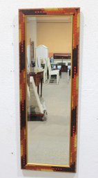 Tall Decorative Wall Mirror W/ Geometric Painted Frame  65.5' H X 23' W