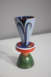 7.5' Katya Apekina-Style Ceramic Vase  Vibrant Judaica Figurative Folk Art