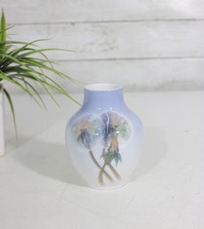 Royal Copenhagen Denmark Porcelain Vase 4.5'  Hand Painted Dandelion Flowers, Signed