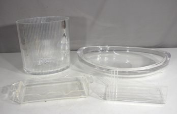 Group Lot Of Vintage & Modern Clear Glassware  Bowls, Vases, Trays & More!