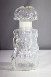 Vintage Textured Glass Perfume Bottle With Floral Stopper