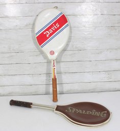 Vintage Tennis Racket Lot  Spalding & Davis Wood Rackets W/ Press Covers  Retro Sports Dcor