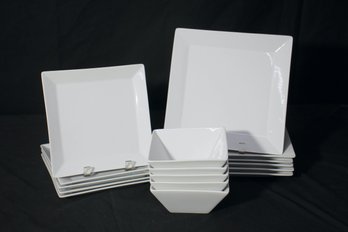 16pc The Cellar Whiteware Square Dinnerware