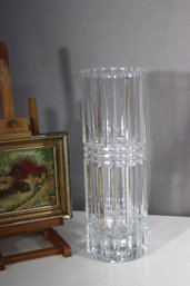 Vintage Tall Cut Crystal Vase  Elegant Geometric Design