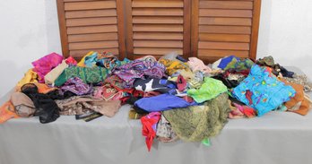 #357-Large Mixed Scarf Lot  Vintage & Modern Scarves In Assorted Colors & Fabrics