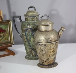 Antique Hammered Metal Cocktail Shakers  Vintage Barware Collectibles
