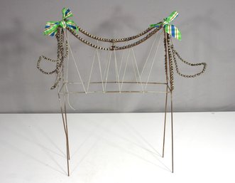 Vintage Wire Sculpture Bridge  18'H X 12'W  Beaded Folk Art With Ribbons