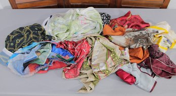#359-Large Mixed Scarf Lot  Designer-Style Prints, Silk-Look & Fashion Scarves