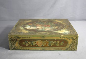 Antique Papier-Mch Floral Storage Box