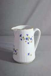 Vintage -(CNP)  Made In France China Blue Floral With Gold Trim Large Pitcher