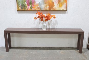 Modern Long Console Table  84 X 12 X 25 H  Minimalist Narrow Sofa/Entry Table  Brown Finish