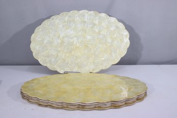 Vintage Capiz Shell Serving Platter Set - 20'x 14'