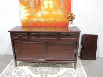 Crate & Barrel Wood Sideboard / Buffet Cabinet W/ Drawers & Sliding Doors  58'