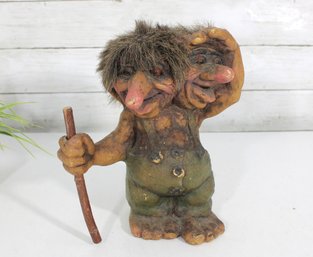 Vintage Nyform Norway Two-Headed Troll Figurine  Large 10' Norwegian Folk Art