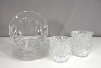 Vintage Clear Pressed Glass Dinnerware Set  Plates & Bowls  Some Chips