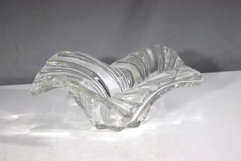 Vintage Clear Glass Swirl Bowl  Art Deco Inspired Wave Design