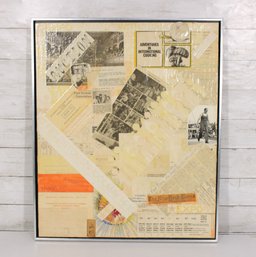 Vintage Framed 1971 Expo Collage Artwork  Newspaper & Ephemera Mixed Media  25' X 21'