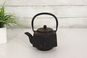 Japanese Cast Iron Teapot With Infuser  Black Hexagon Shape Tetsubin Style