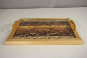 14' X 12' Decorative Wooden Serving Tray With Dried Spices & Glass Inlay