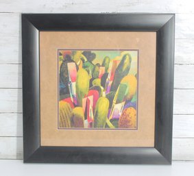 Modern Framed Abstract Landscape Print  Colorful Southwestern Style Art  20.5' X 20.5'