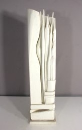 Modernist Abstract Wood Sculpture By A. Bezalel, Signed & Dated 80  30' Tall