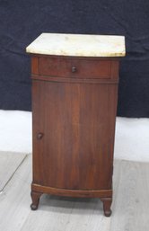 Vintage Mahogany Single Drawer Nightstand With Marble Top