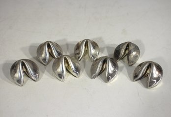 Set Of 7 Silver Fortune Cookie Place Card Holders  Unique Table Dcor