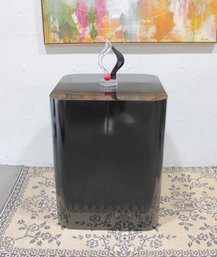 Modern Black Lacquer Pedestal Display Stand  High Gloss Sculptural Cube 37 H X 38 W X 38 D
