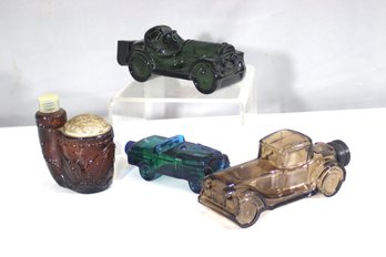 Lot Of Vintage Avon Glass Car & Pipe Bottles  Collectible Aftershave Decanters