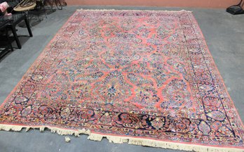 Large Vintage  Sarouk  Area Rug  11'7' X 8'10'  Floral Medallion Design